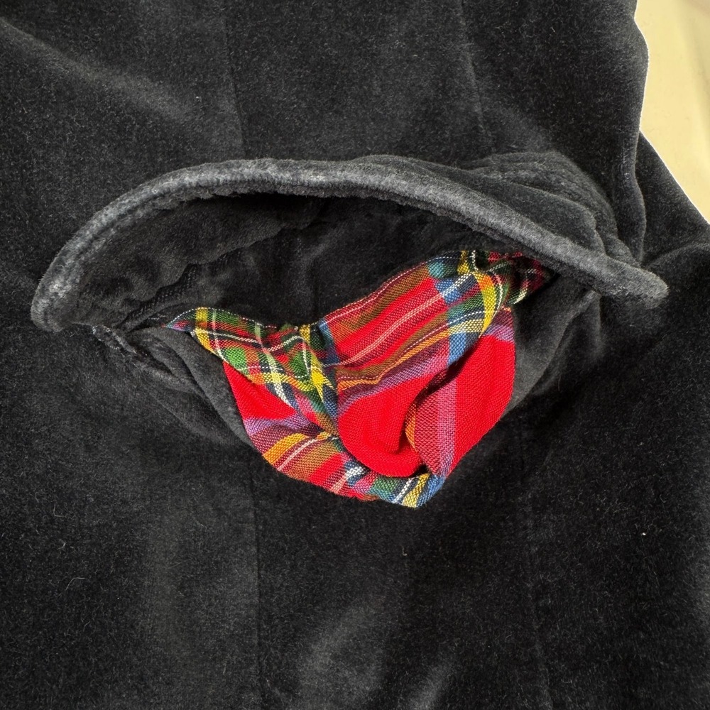 Abercrombie & Fitch Velvet Blazer Womens M Blue Crest Patch Preppy Plaid Lined - Picture 9 of 16